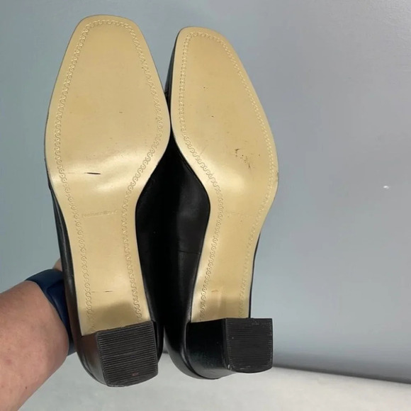 NATURALIZER Black Leather Square Toe Block Heel Pumps Parisian Size 8.5 Narrow - Picture 10 of 11